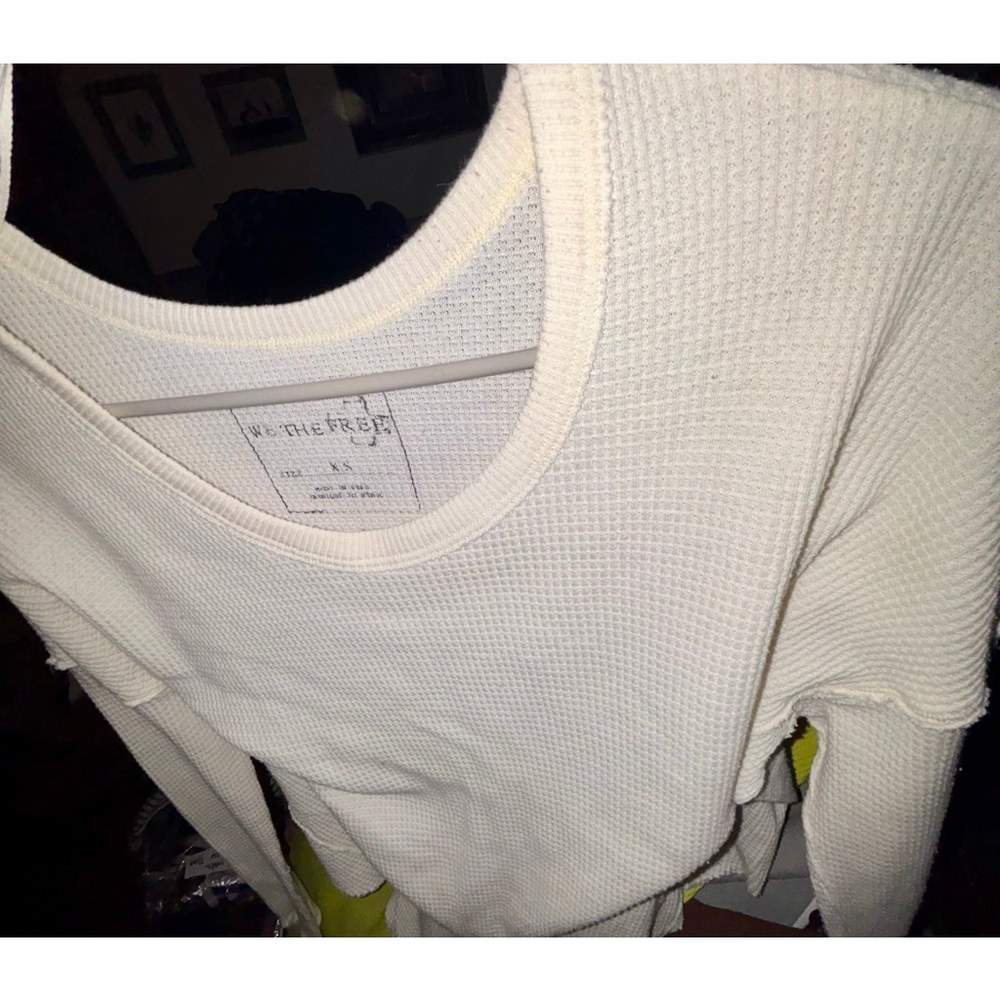 Free People Ringer Buttery Soft Waffle Knit Slouchy Crop Boho Long Sleeve Top XS - Picture 4 of 8
